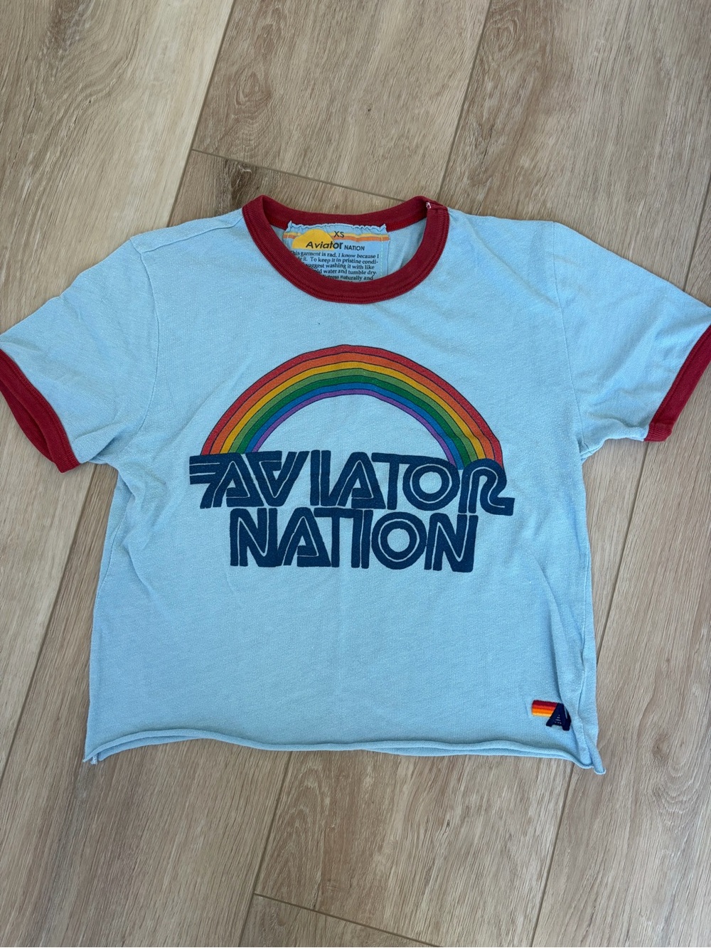 Aviator Nation Venice Rainbow Boyfriend Ringer Tee
